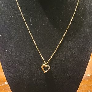 14k gold stampd necklace & 10k heart pendant